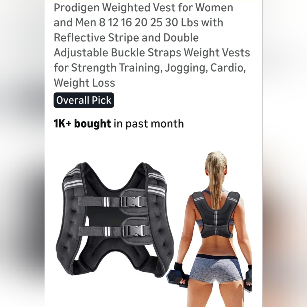 Black Adjustable 8 Pound Women's Weight Vest